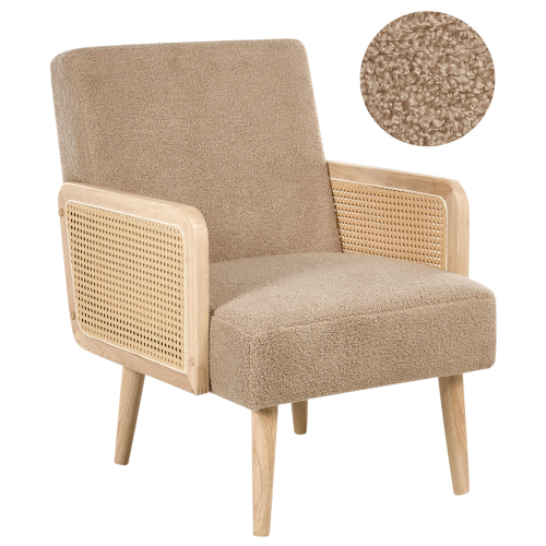 Beliani Armchair HOJBY Boucle Beige