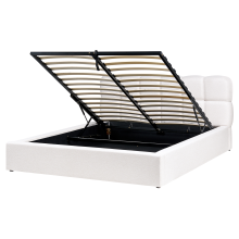 Ottoman Bed BASTON Fabric Off-White 160 x 200 cm (EU King Size)