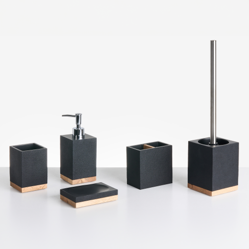 Beliani 5-Piece Bathroom Accessories Set TAPICHE Black