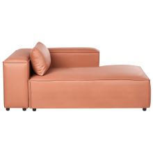 Left-Hand Chaise Longue BRANDE Fabric Golden Brown