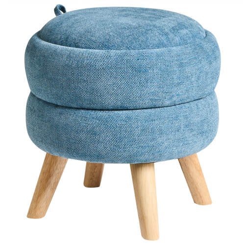 Beliani Storage Pouffe HAWLEY Chenille Blue