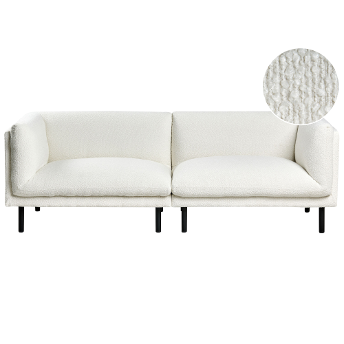 Beliani Sofa 3 Seater VORGOD Boucle Off-White