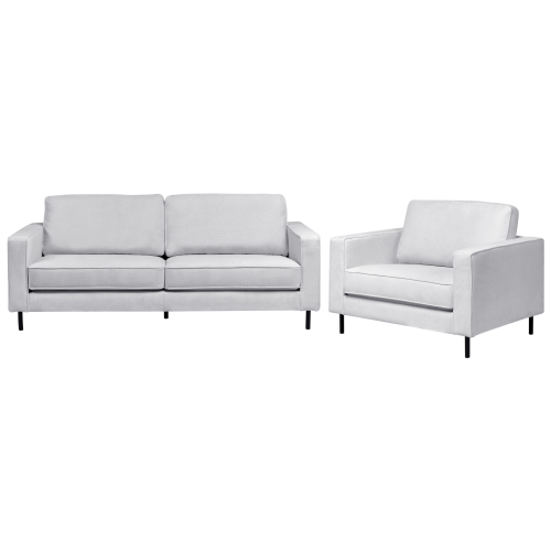 Beliani Living Room Set 4 Seater SAVALEN Fabric Light Grey