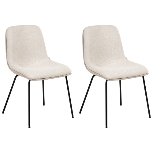 Beliani Set of 2 Dining Chairs LORIDA Fabric Beige