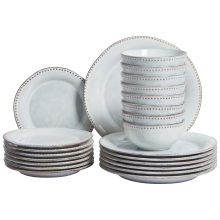 Set of 24 Dinnerware CHERVIL Stoneware Light Blue