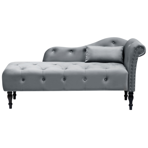 Beliani Right-Hand Chaise Longue IVRY Velvet Grey