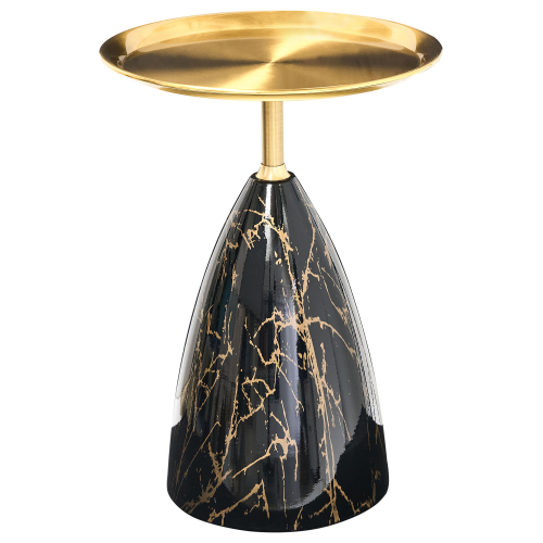 Beliani Side Table STORM Metal Marble/ Gold
