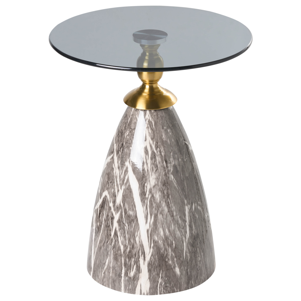 Beliani Side Table Cady Tempered Glass Black Marble