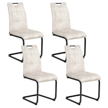 Set of 4 Dining Chairs CISCO Fabric Light Beige