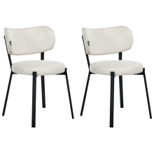 Set of 2 Dining Chairs BRONTE Fabric Light Beige