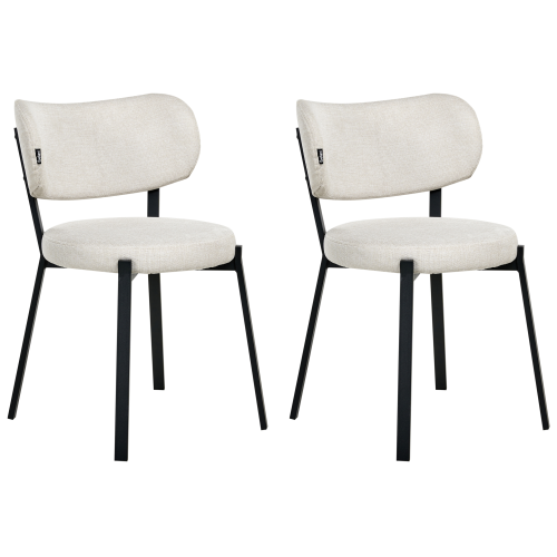 Beliani Set of 2 Dining Chairs BRONTE Fabric Light Beige