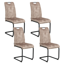 Set of 4 Dining Chairs CISCO Fabric Taupe