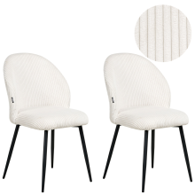 Set of 2 Dining Chairs ELOY Corduroy Off-White