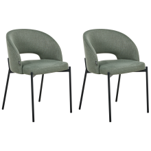 Set of 2 Dining Chairs PENNY Fabric Dark Green