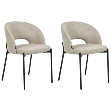 Set of 2 Dining Chairs PENNY Fabric Light Beige