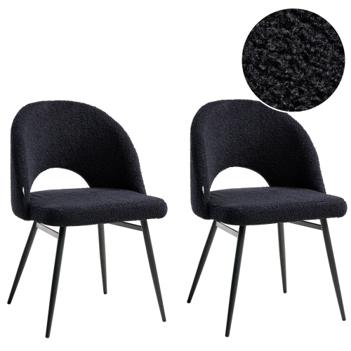 Beliani Set of 2 Dining Chairs ONAGA Boucle Black