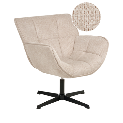 Beliani Swivel Armchair AUMA Fabric Light Beige