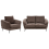 Beliani Living Room Set 3 Seater KJAER Chenille Dark Brown 1