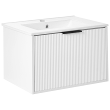 Wall Mounted Vanity Unit with Basin with Black Handle TILCARA White
