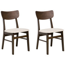 Set of 2 Dining Chairs ANOKA Wood Dark Brown/ Beige
