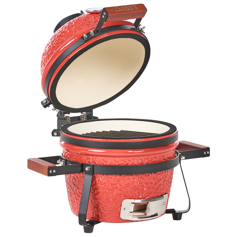 Beliani Mini Charcoal Bbq Grill Kamado Ceramic Red