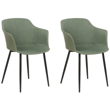Set of 2 Dining Chairs ELIM Fabric Dark Green