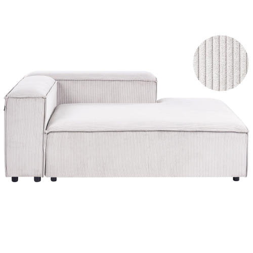 Beliani Left-Hand Chaise Longue ARDAL Corduroy Off-White