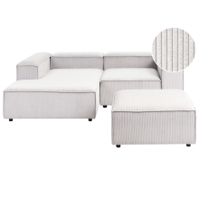 Modular Corner Sofa 2 Seater ARDAL Right Hand Off-White Corduroy with Ottoman
