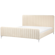 Bed Velvet LUNAN 180 x 200 cm (EU Super King) Light Beige