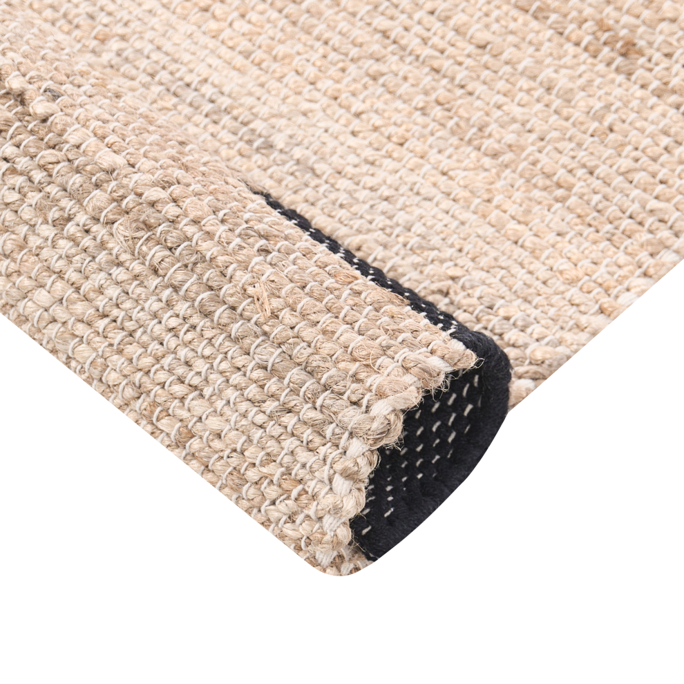 Photos - Football Kit Beliani Rug AMRAVATI Black/ Beige 80 x 300 cm Jute 