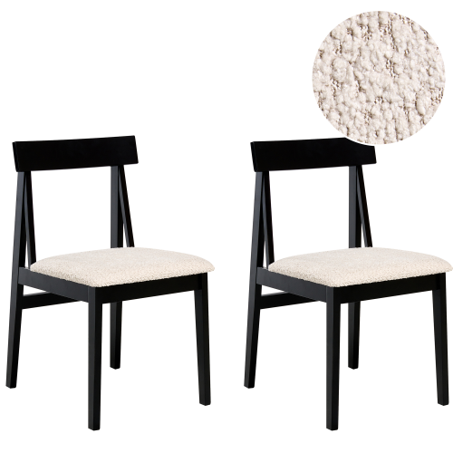 Beliani Set of 2 Dining Chairs ISLE Wood Black/ Beige