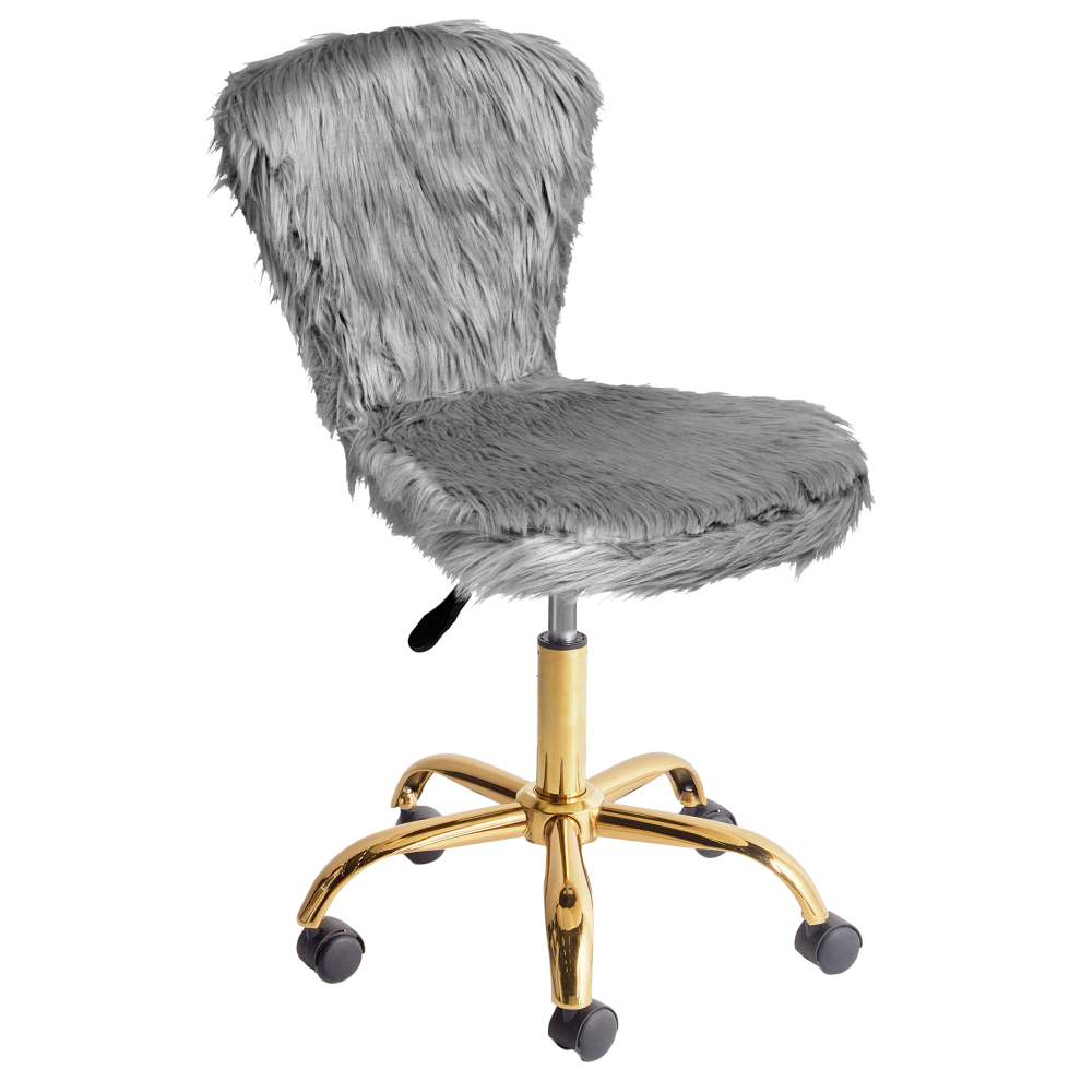 Desk Chair MARGATE Faux Fur Grey