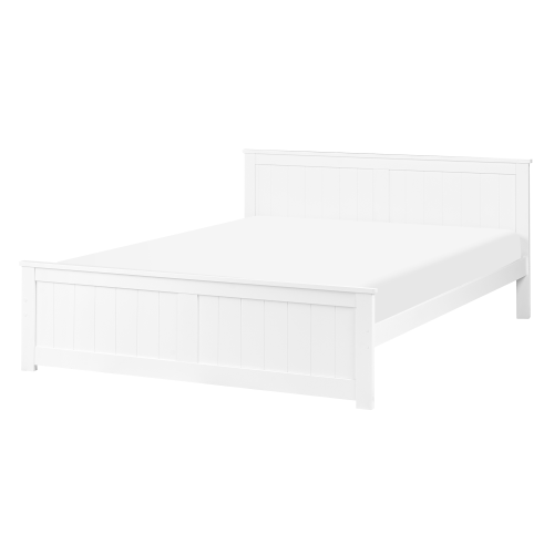 Beliani Bed Pine Wood SABRAN 140 x 200 cm (EU Double) White