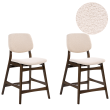 Set of 2 Bar Chairs ELAINE Boucle Brown/ Light Beige