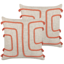 Throw Cushion PLEIONE 45 x 45 cm Cotton Coral Abstract Pattern