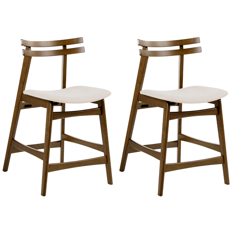Photos - Chair Beliani Set of 2 Bar  CYNTHIANA Wood Brown/ Off-White 