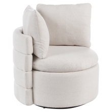 Swivel Armchair RANDERS with Storage Fabric Off-White
