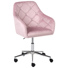 Desk Chair VELORIA Velvet Pastel Pink