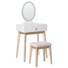 Dressing Table with Mirror and Stool ROSEY LED White