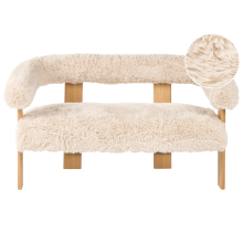 Sofa 2 Seater ILBRO Faux Fur Off-White/ Light Brown