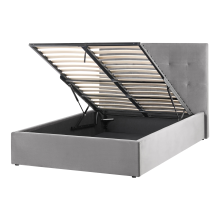 Ottoman Bed LORIENT Velvet Grey 120 x 200 cm (EU Small Double)