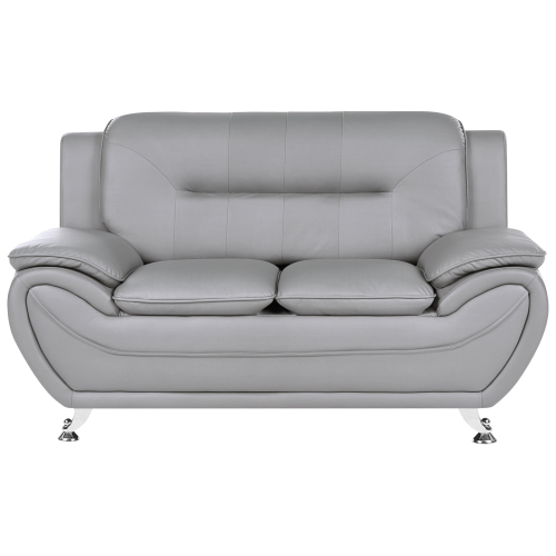 Beliani Sofa 2 Seater LEIRA Faux Leather Grey