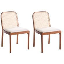 Set of 2 Dining Chairs EDINA Fabric Brown/ Beige