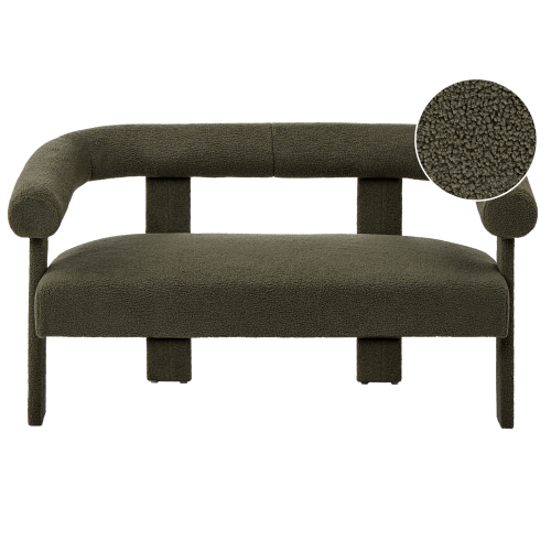 Beliani Sofa 2 Seater ILBRO Boucle Dark Green