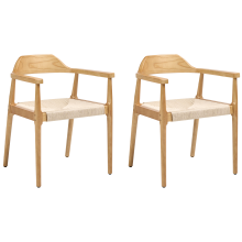 Set of 2 Dining Chairs OAKDALE Wood Light Brown/ Beige