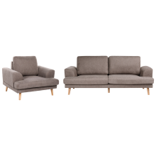 Living Room Set 4 Seater KILDAL Fabric Brown
