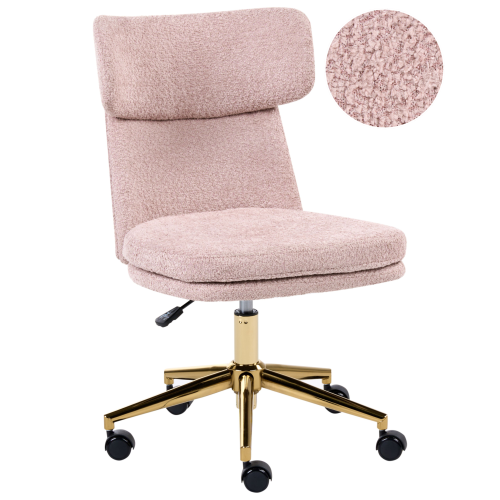 Beliani Desk Chair GRANBY Boucle Pastel Pink