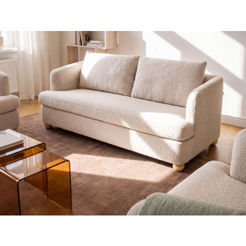 Beliani Sofa 3 Seater RATTVIK Boucle Beige 1