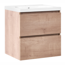Wall Mounted Vanity Unit with Basin LAGOA Light Brown