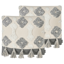 Set of 2 Decorative Cushions ALOCASIA 45 x 45 cm Cotton Beige Geometric Pattern